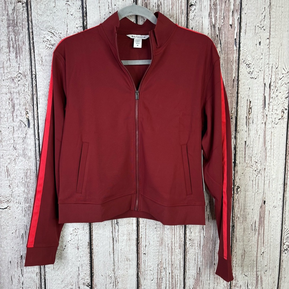 🏷️NWT Athleta Finish Line Jacket‎ Size Medium Redwood Color Semi-Fitted $129.00